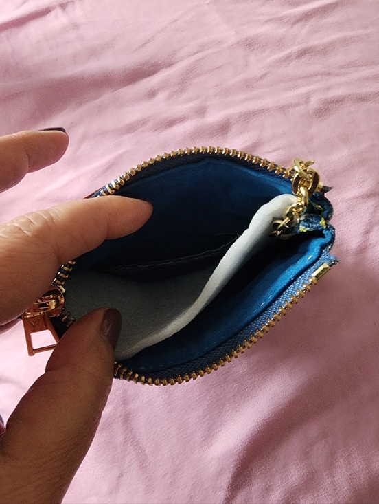 BRAND NEW Denim Monogram Key Pouch and Coin Case in Blue with Gold Hardware - Picture 3 of 4